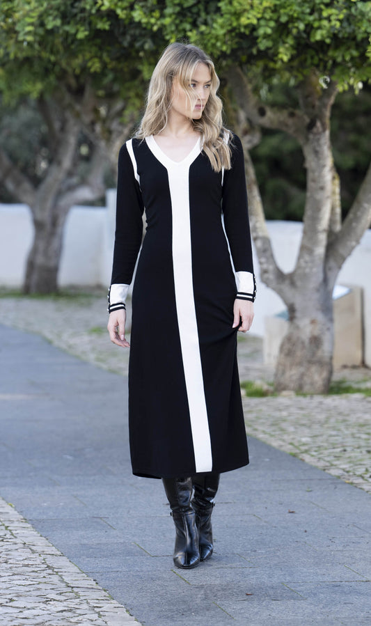 Marble Black and White Knit Dress