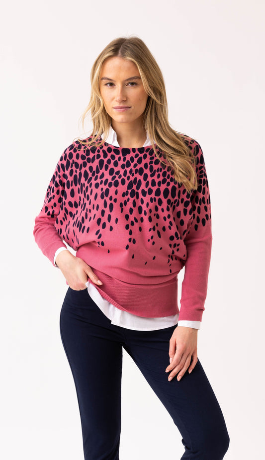 Marble Pink and Navy Confetti Knit Jumper
