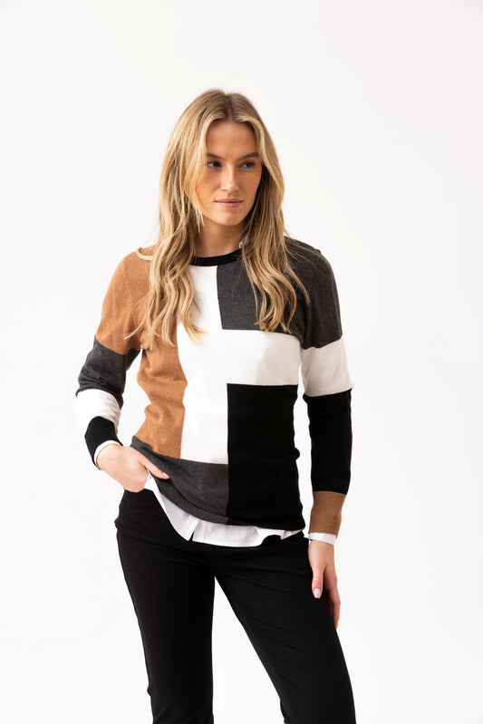 Marble Black Colourblock Classic Knit