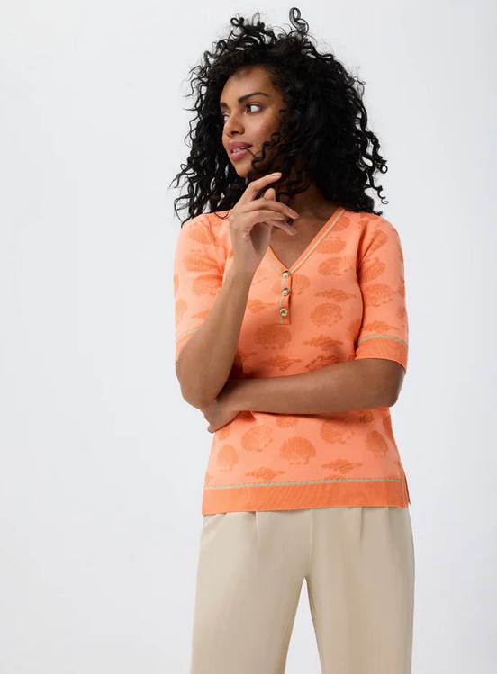 LEO&UGO Orange Shell Knit Top