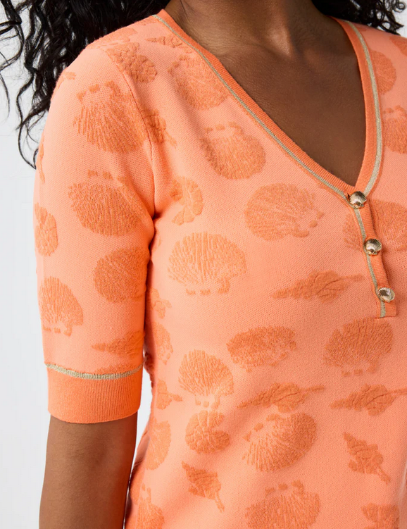 LEO&UGO Orange Shell Knit Top