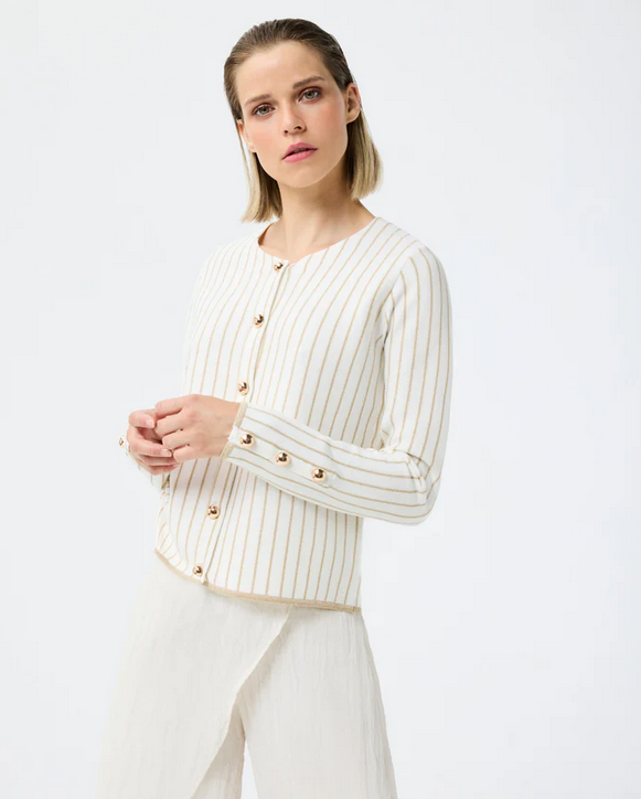 LEO&UGO Cream and Gold Cardigan