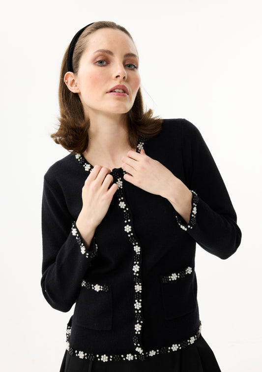 LEO&UGO Black Embellished Cardigan
