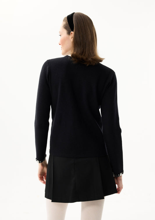 LEO&UGO Black Embellished Cardigan