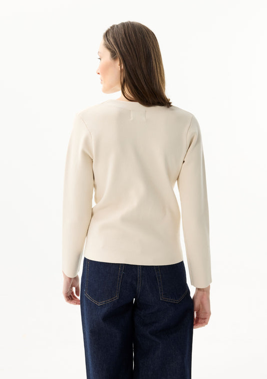 LEO&UGO Cream Scalloped Edge Knit Cardigan