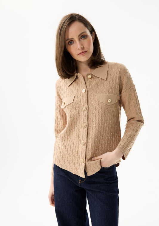 LEO&UGO Camel Button Up Cardigan