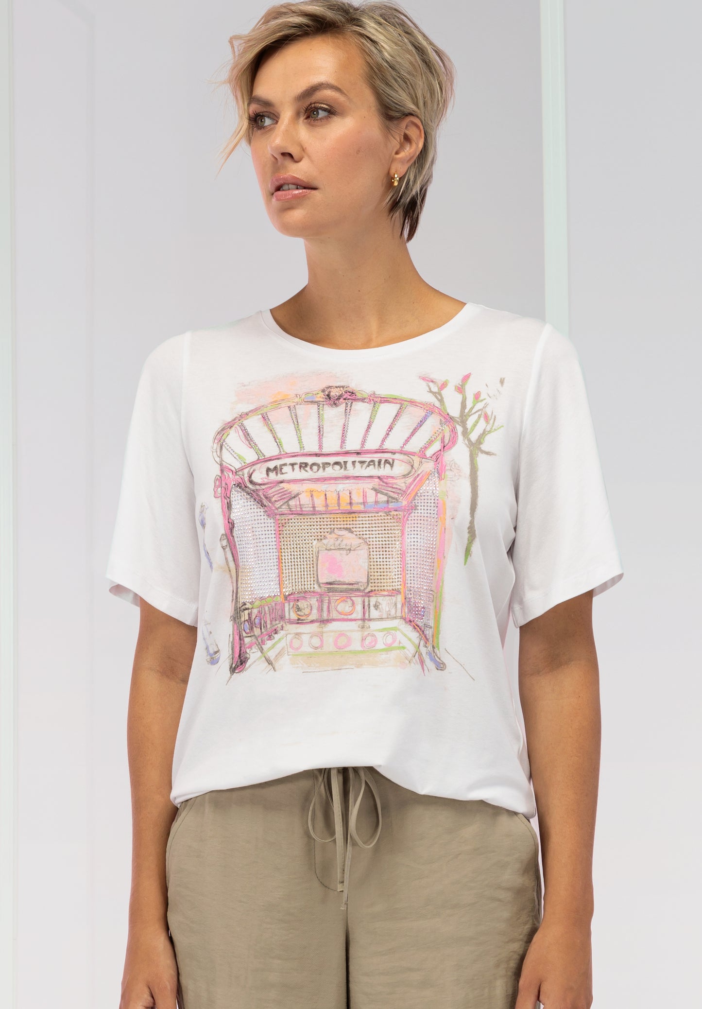 BIANCA Pink Metro Motif Jersey Top