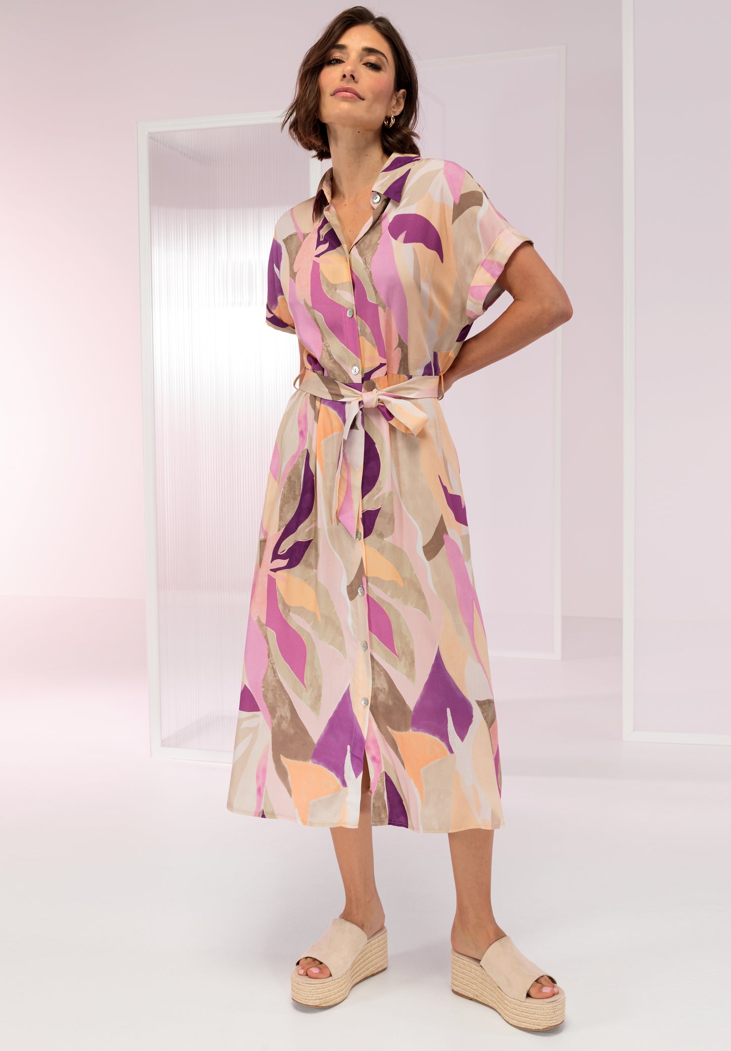 BIANCA Pink Geo Shirtdress