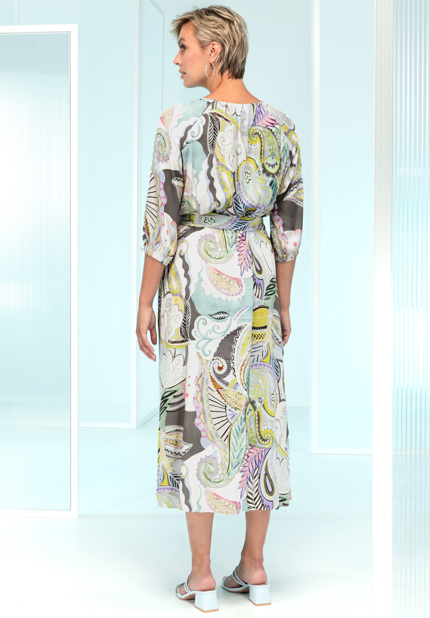 BIANCA Turqouise Paisley Print Dress