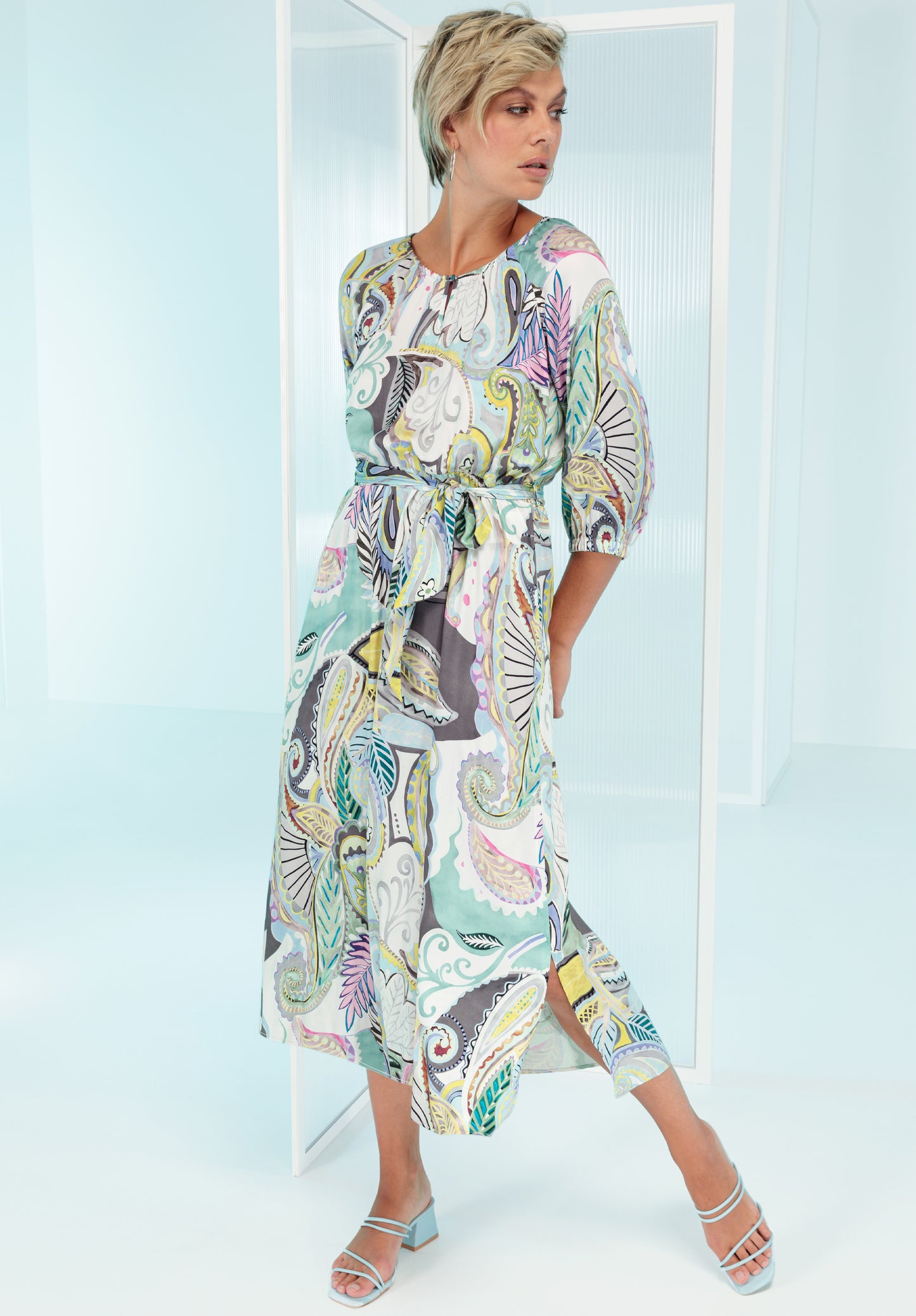 BIANCA Turqouise Paisley Print Dress