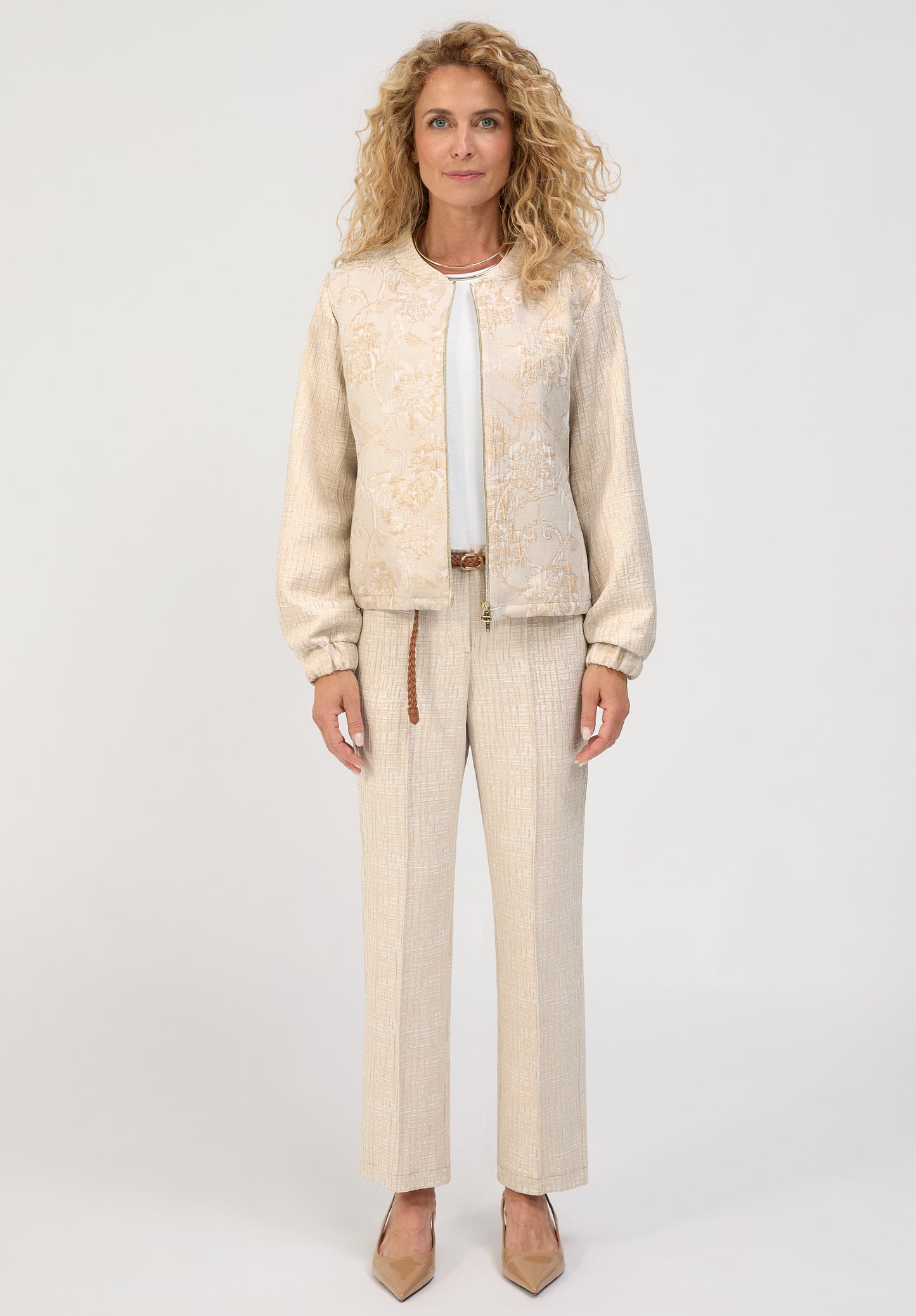 BIANCA Beige Jacquard Trousers