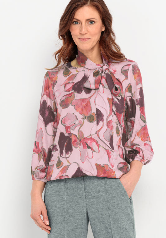 BIANCA Floral Lilac Tie Neck Blouse