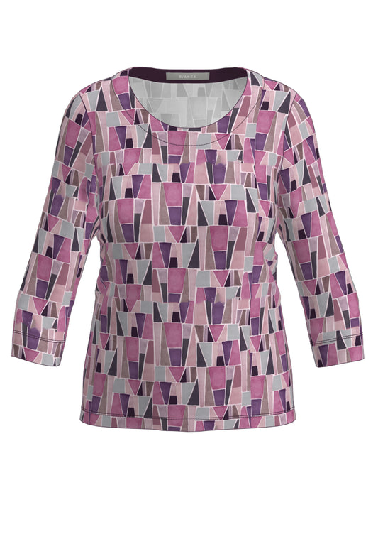 BIANCA Geometric Pinks Jersey Top