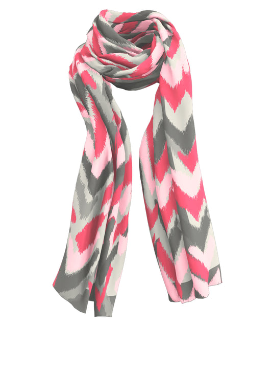 BIANCA Pink and Grey Fine Knit Scarf