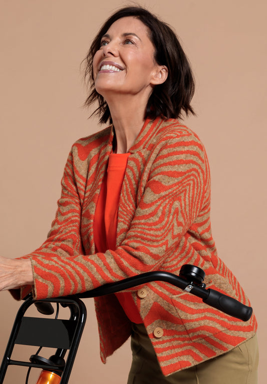 BIANCA Orange and Camel Cardigan