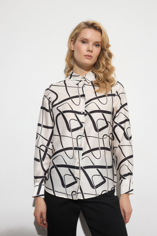 Bariloche Cream and Black Rope Print Shirt