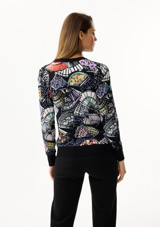 LEO&UGO Coloured Fan Knit V-Neck Jumper