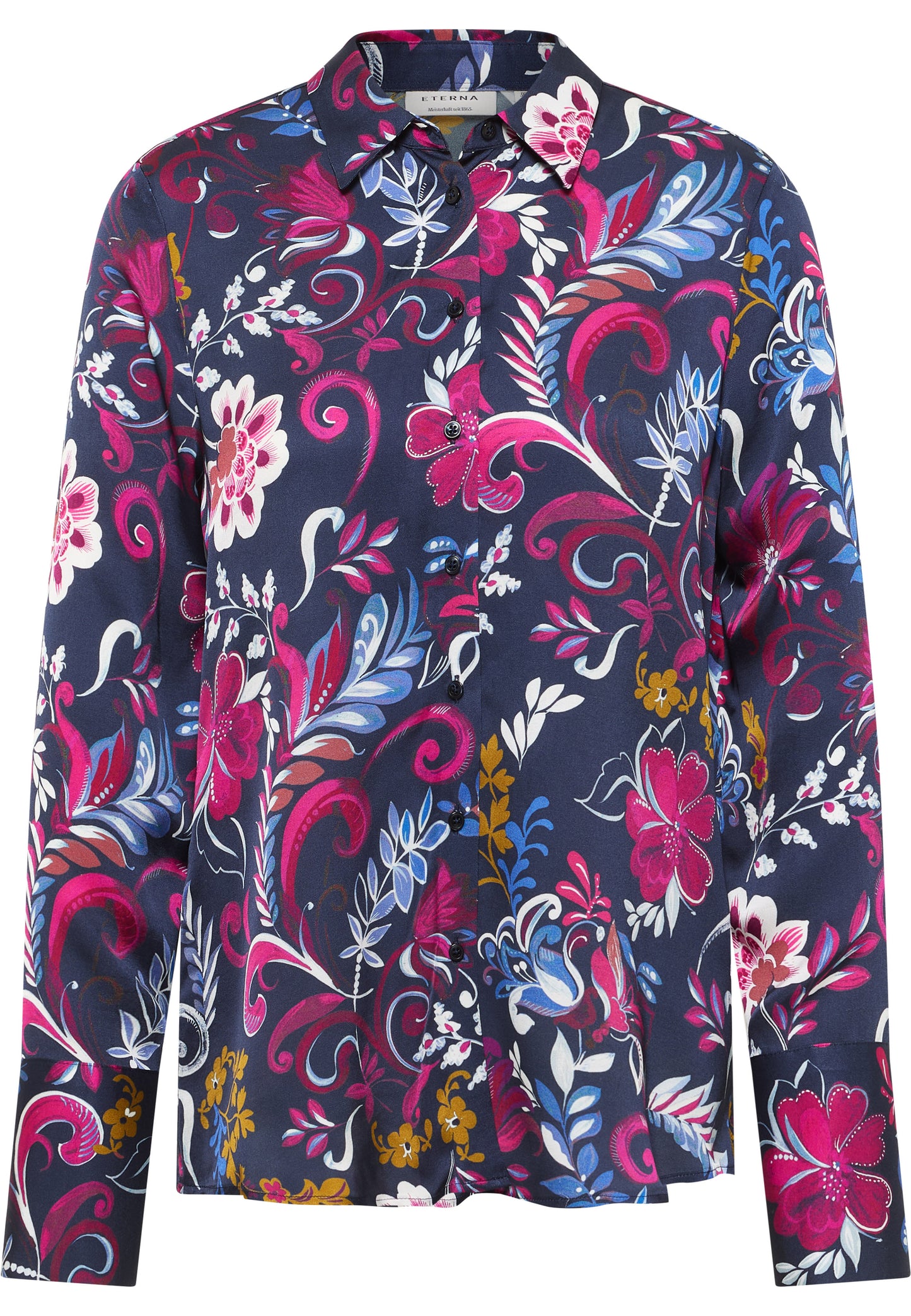 ETERNA Navy Colourful Floral Classic Shirt