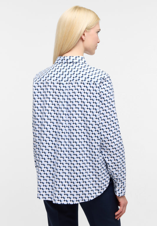 ETERNA Blue and Navy Print Classic Shirt