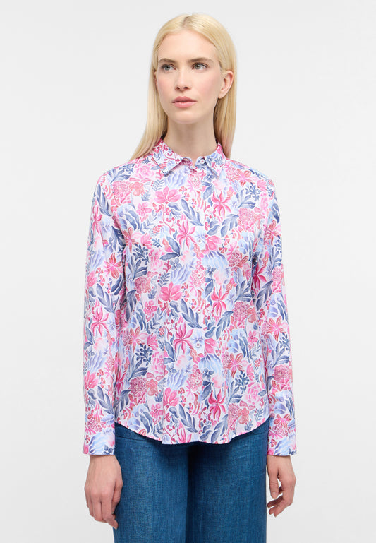 ETERNA Pink and Blue Floral Classic Shirt