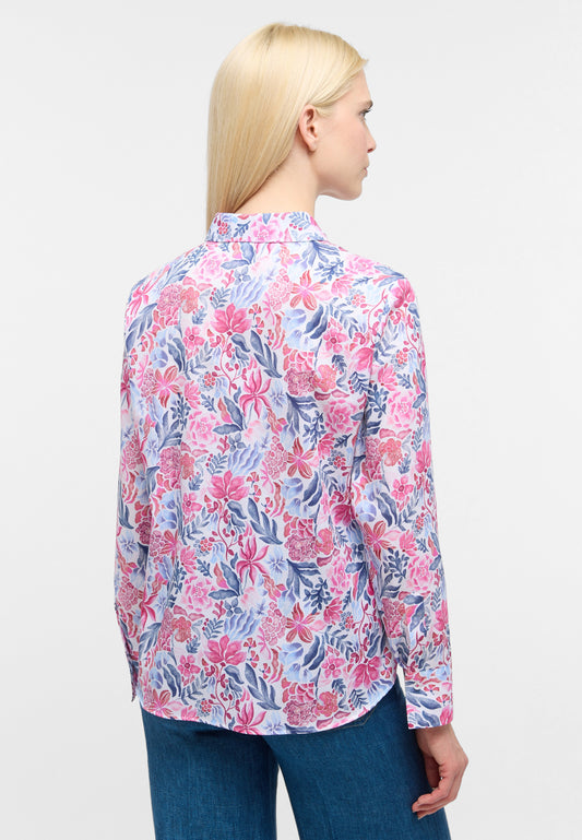 ETERNA Pink and Blue Floral Classic Shirt