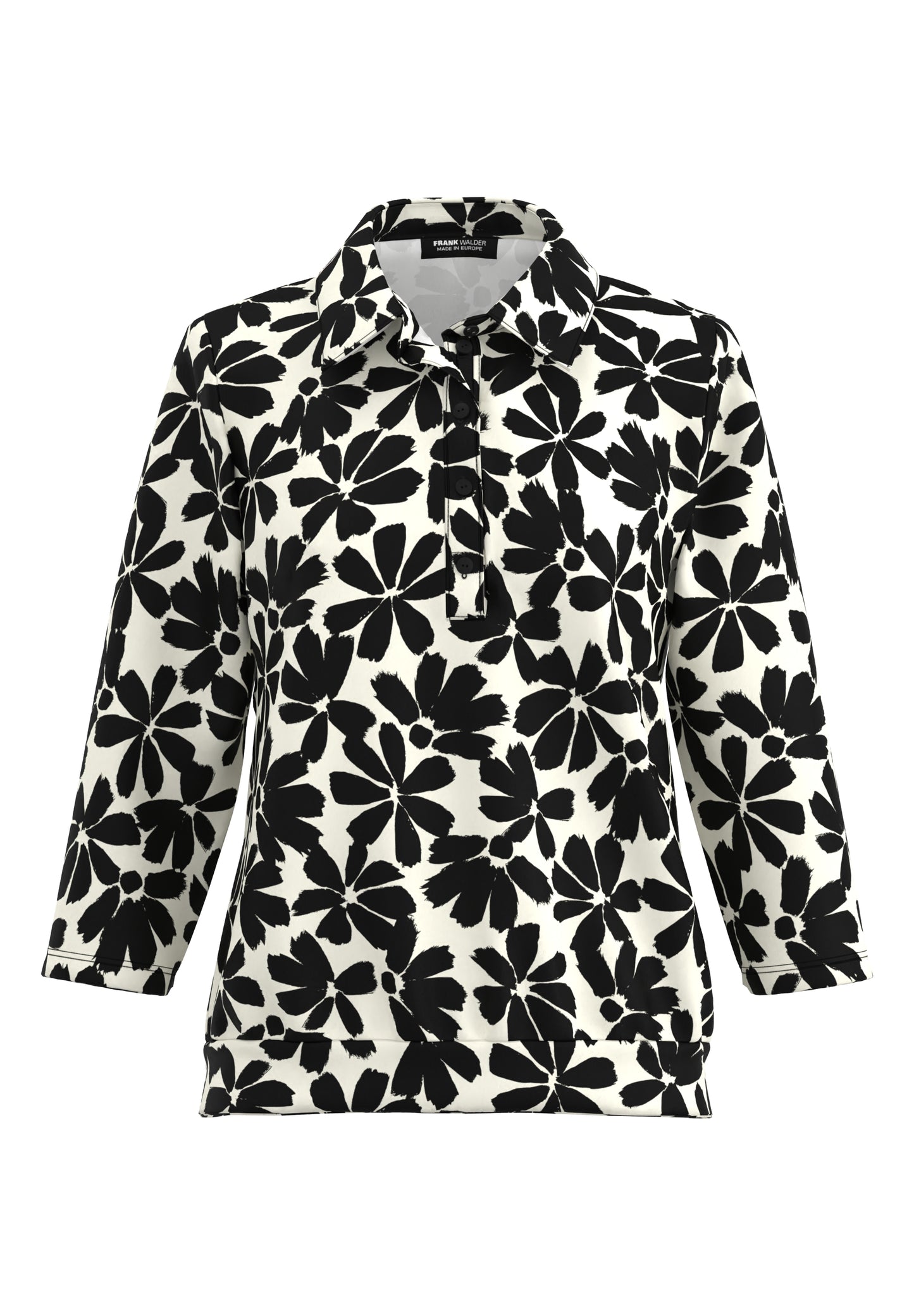 Frank Walder Black and Cream Floral Poloshirt