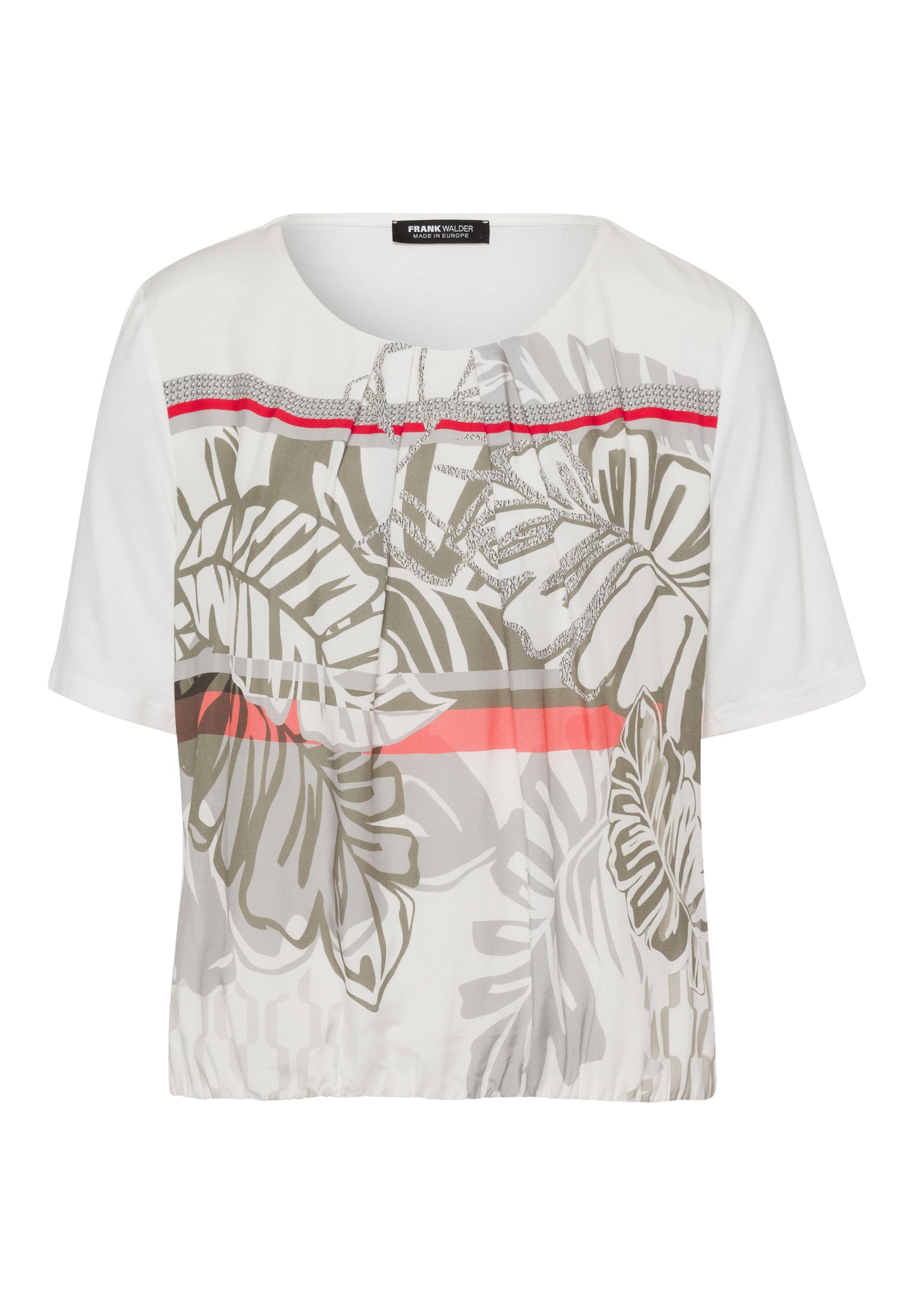Frank Walder Khaki Pleat Print Blouse