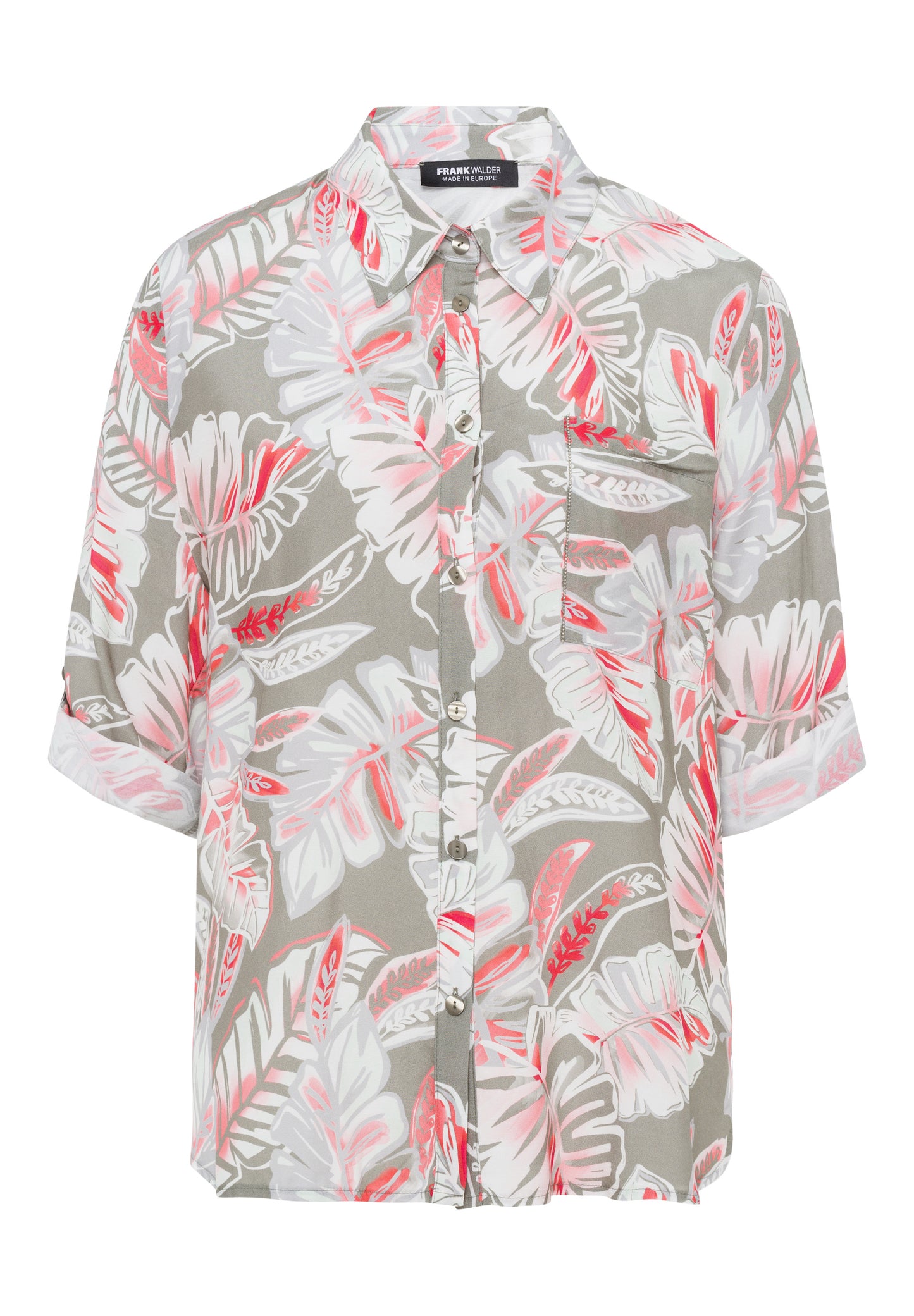 Frank Walder Peach Flower Khaki Shirt