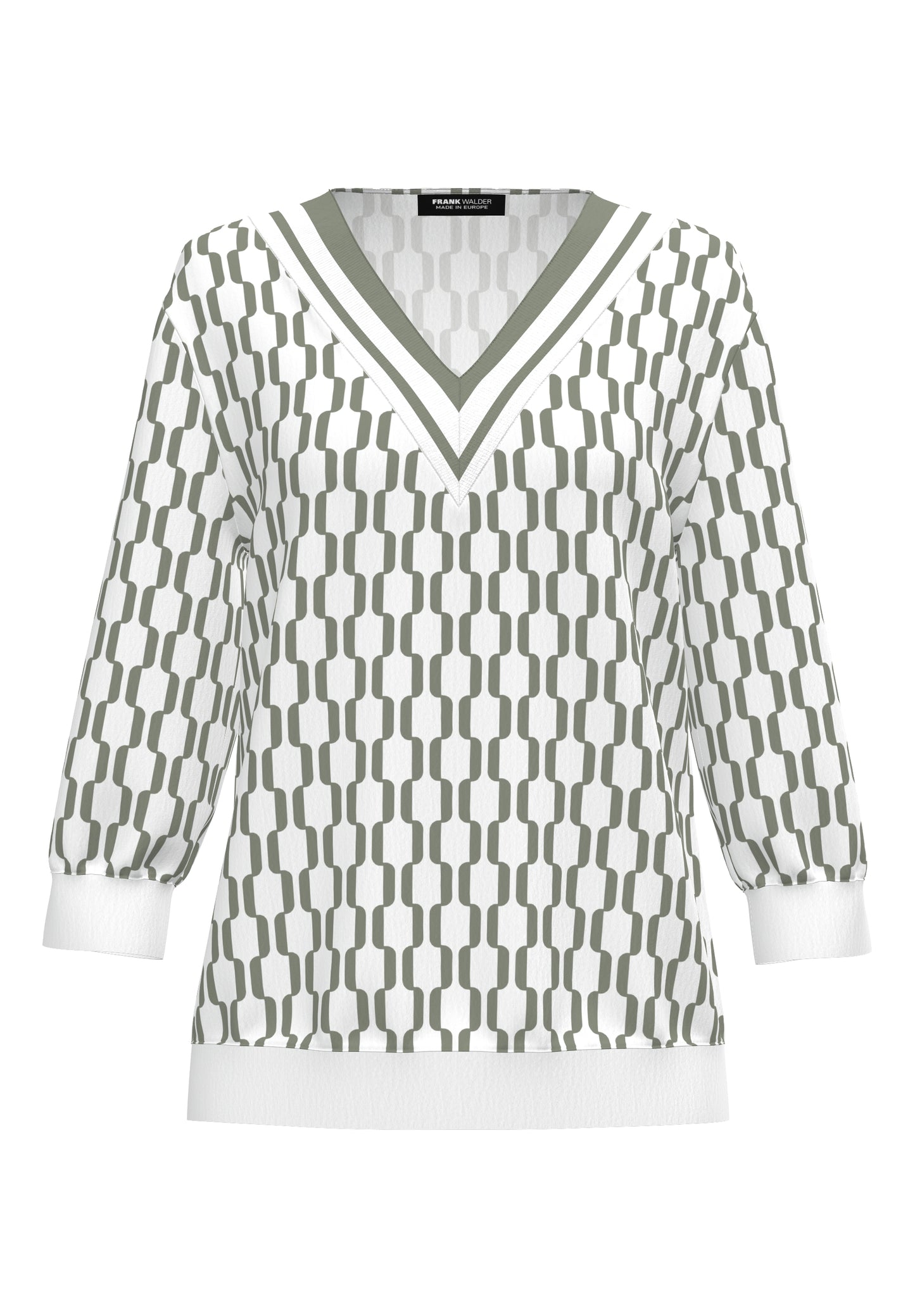 Frank Walder V-Neck Khaki Green Top