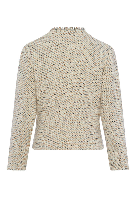 Frank Walder Textured Tweed Jacket with Fringe Trim