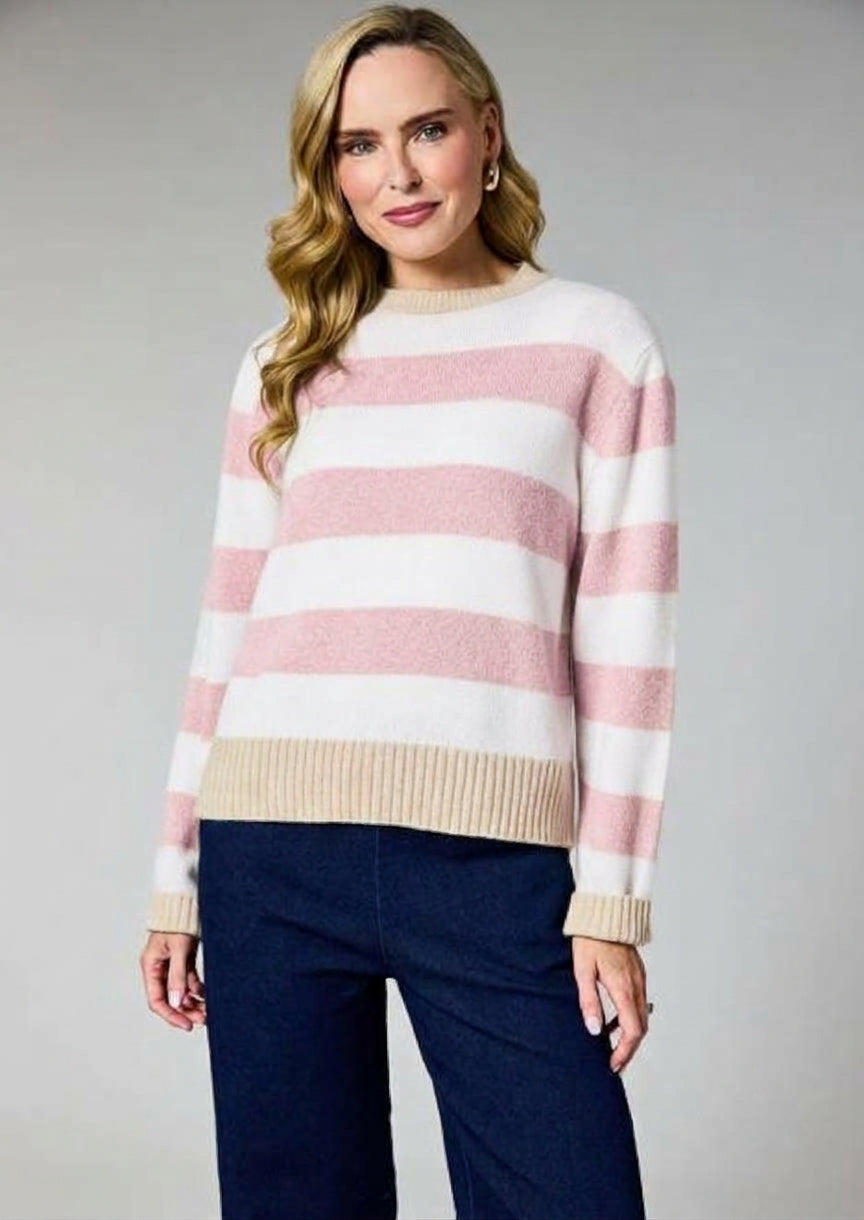 DECK By Decollage Pink Striped Knit Jumper