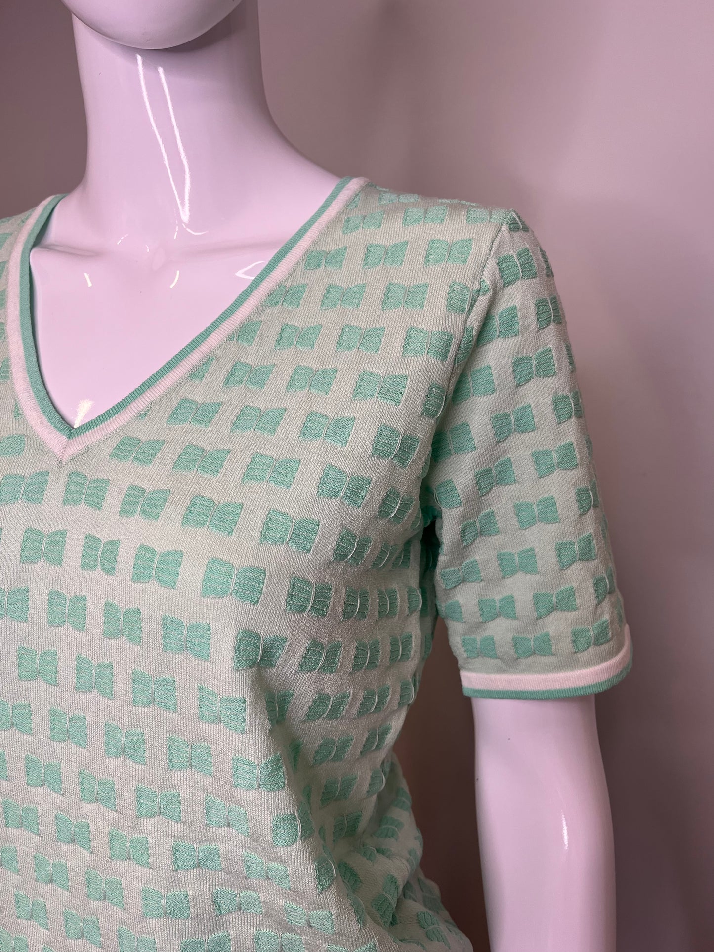 LEO&UGO Mint V-Neck Knit T-Shirt