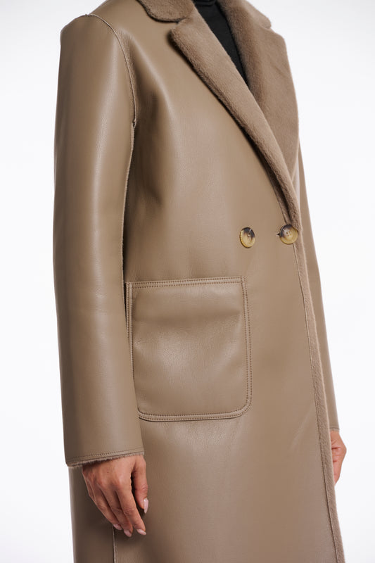 Rino&Pelle Taupe Reversible Long Coat