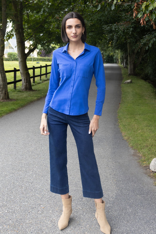 No2moro Electric Blue Izzy Cotton Shirt