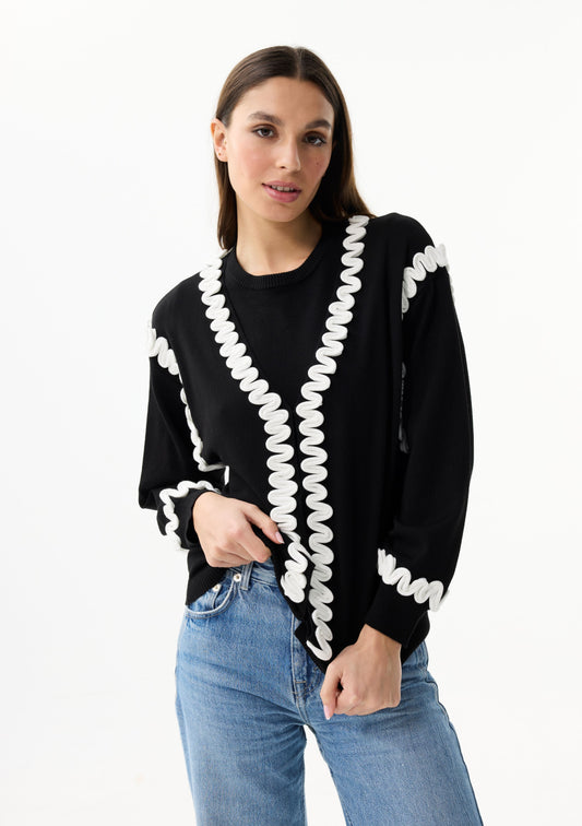 LEO&UGO White Trim Black Twinset