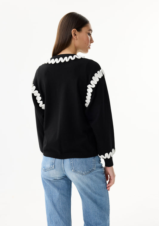 LEO&UGO White Trim Black Twinset