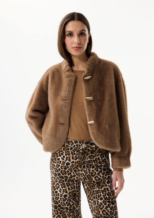 LEO&UGO Camel Faux Fur Jacket