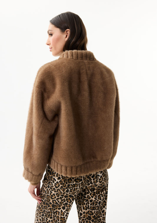 LEO&UGO Camel Faux Fur Jacket