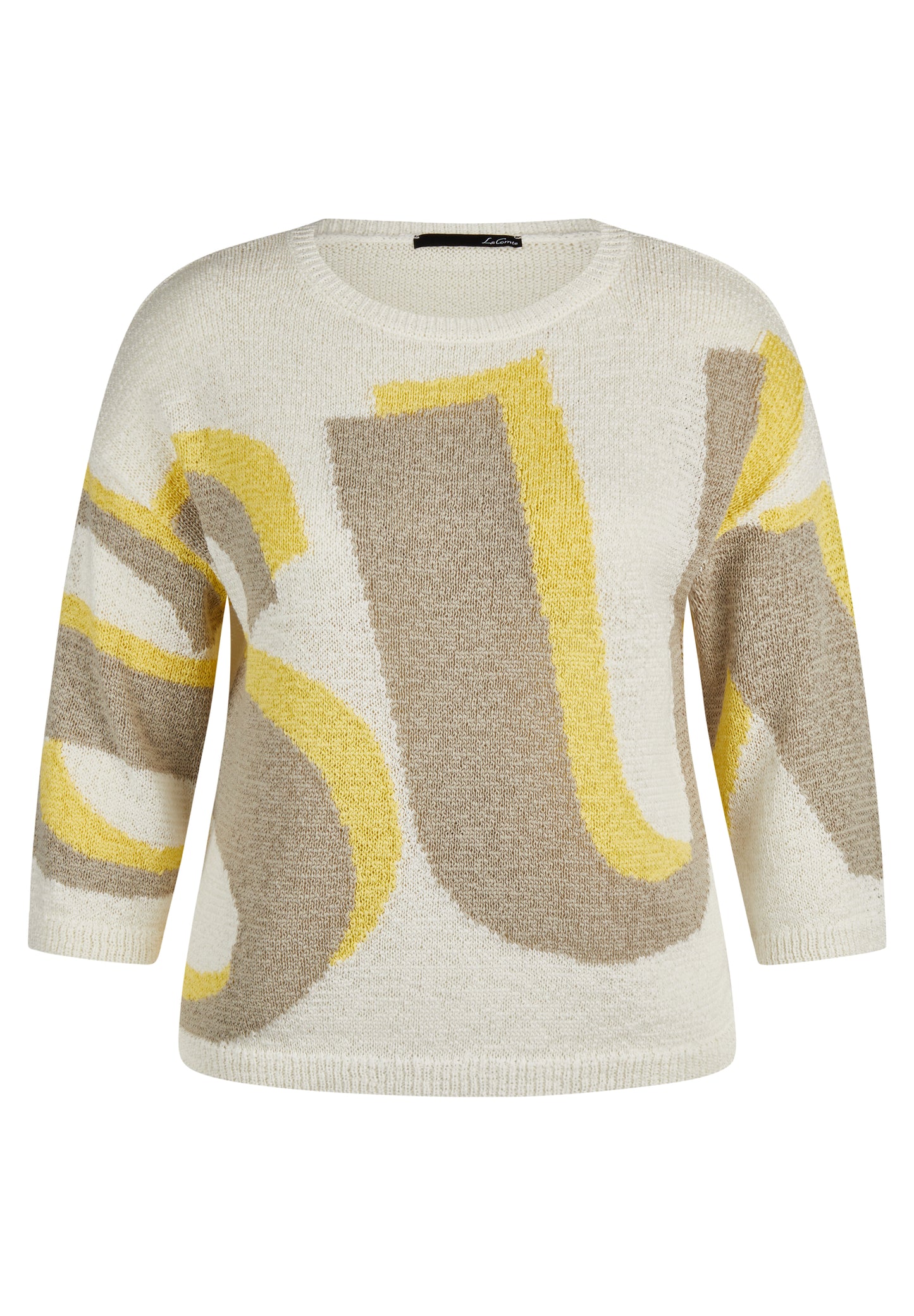 Le Comte Lemon and Taupe Intarsia Knit Jumper