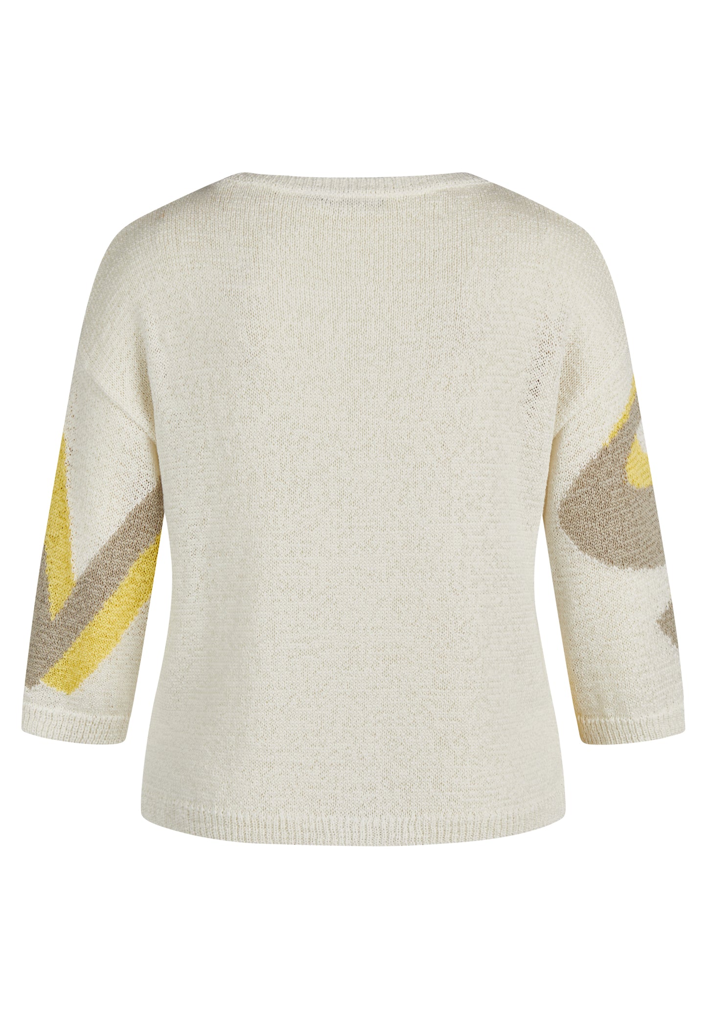 Le Comte Lemon and Taupe Intarsia Knit Jumper