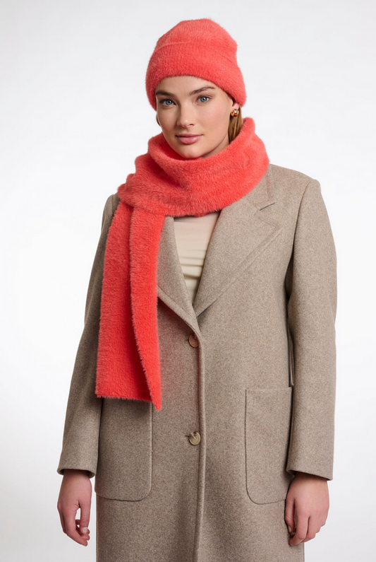 Rino&Pelle Bright Coral Knitted Scarf