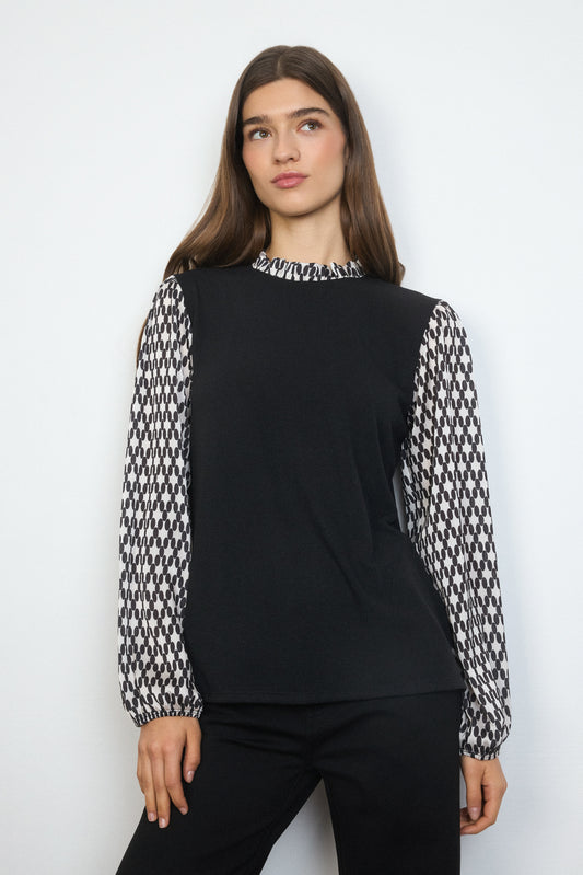 TINTA Lia Black Puff Sleeve Top