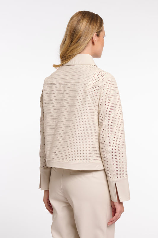 Rino&Pelle Perforated Cream Leather Jacket