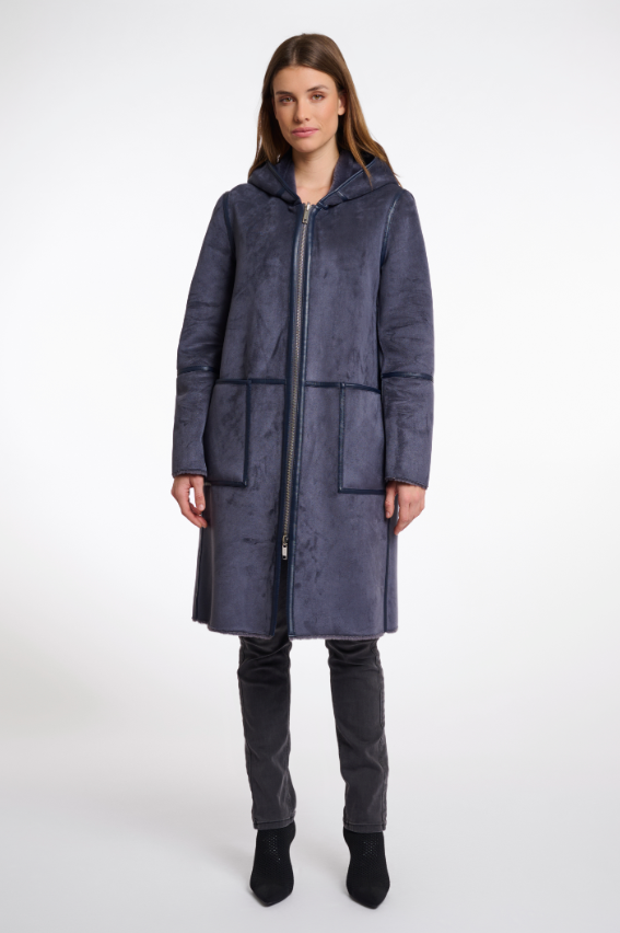 Rino&Pelle Night Grey Reversible Hooded Coat