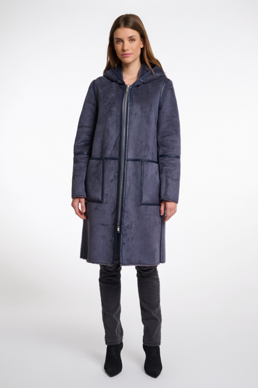 Rino&Pelle Night Grey Reversible Hooded Coat