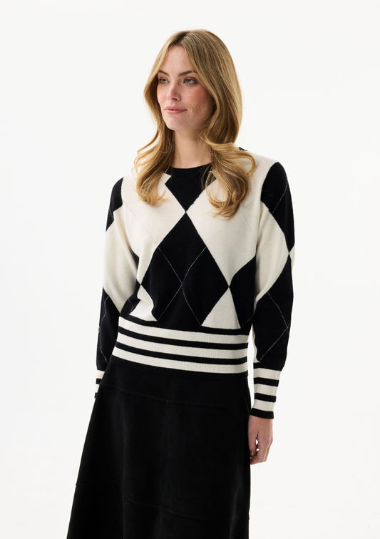 LEO&UGO 100% Wool Black and Cream Knit Jumper