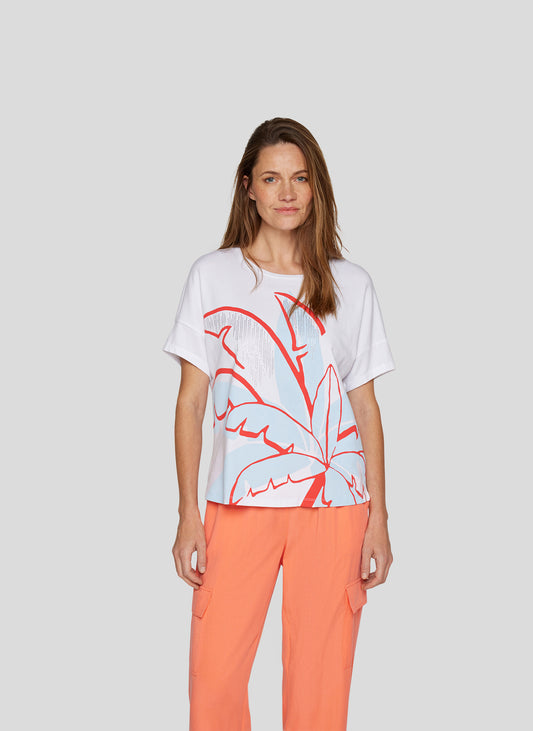 RABE Orange Flower Jersey Top