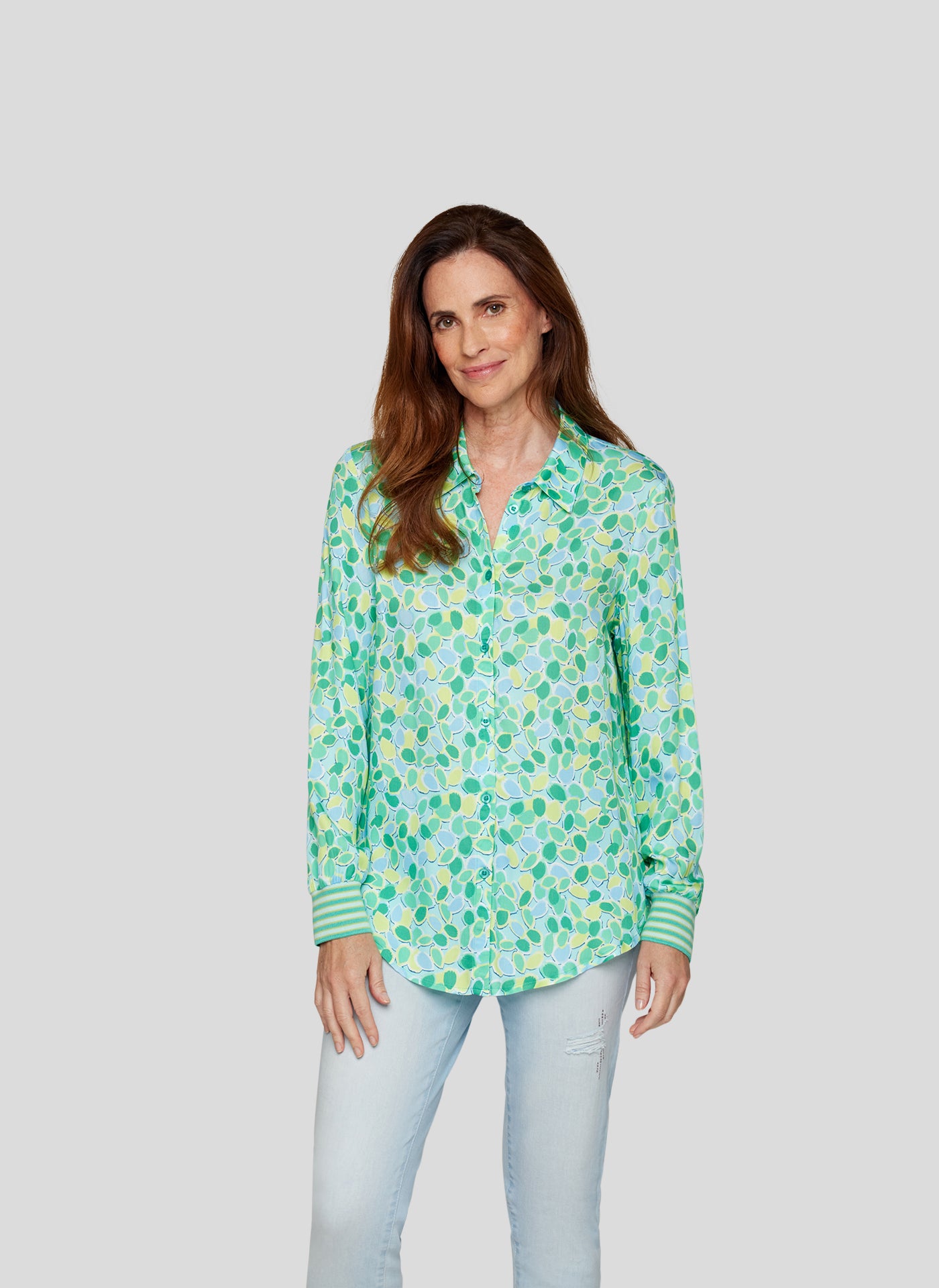 RABE Green Spot Print Blouse
