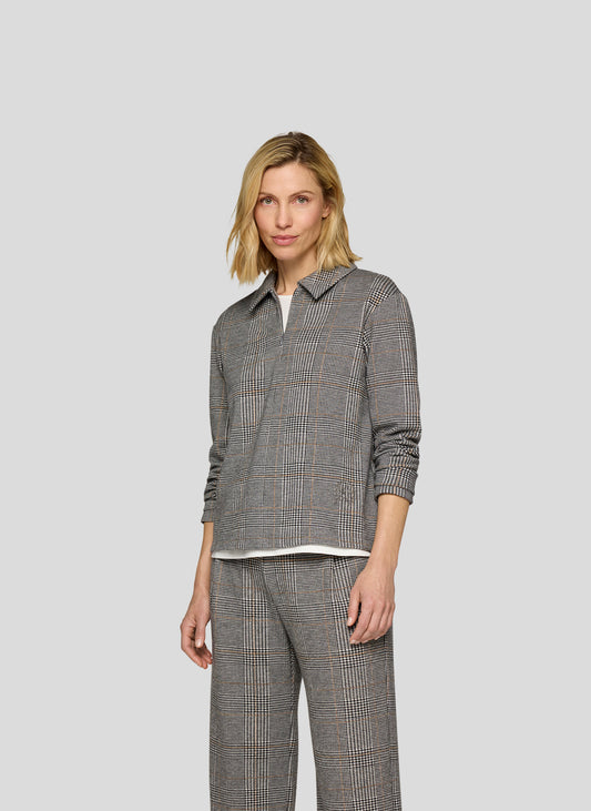 RABE Grey Puppytooth Check Top