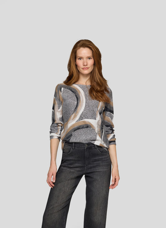 RABE Grey and Beige Circle Knit